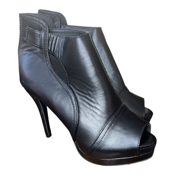 Tinstree Women's Black Peep Toe Booties Size 9 - Picture 1 of 6